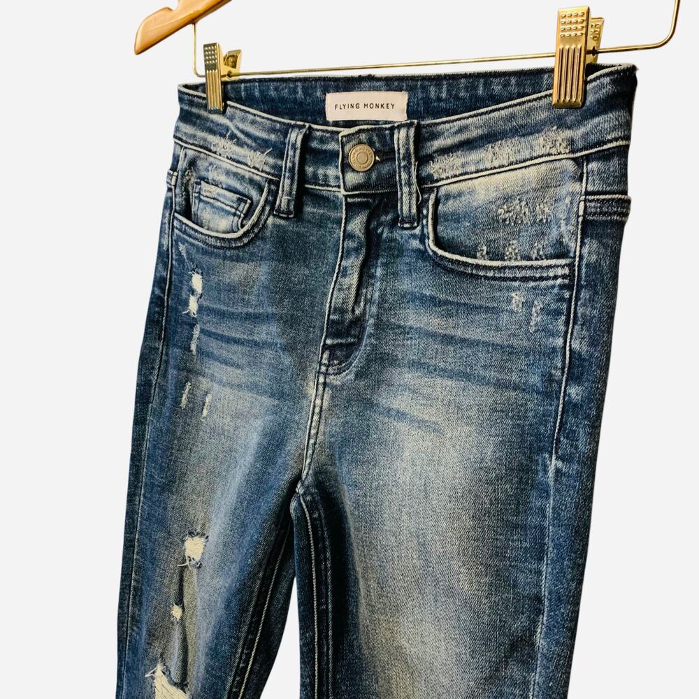 Flying Monkey chewed out hem Skinny Jeans sz 25 - Picture 9 of 9